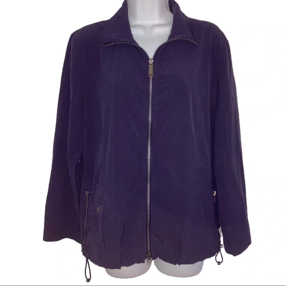 Zenergy Chico’s Navy Lightweight Poly Blend Zip Front Jacket 1 8 M